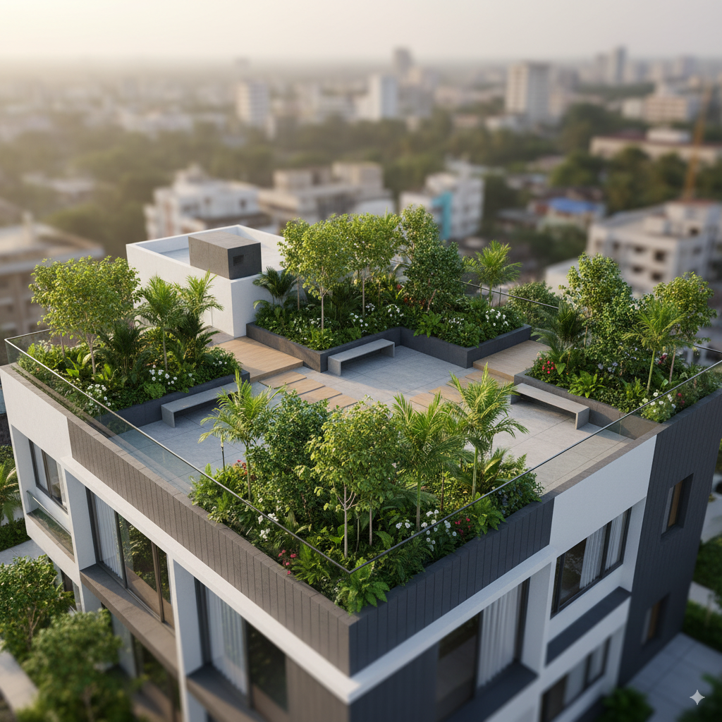 Terrace & Balcony Orchard in a Kochi apartment